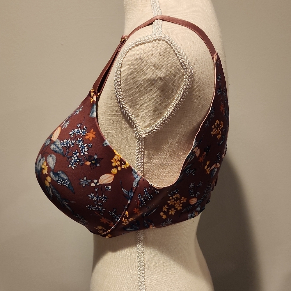 Soma Floral Print Women's Bra Size 38DD  Brown/yellow/blue/pink - Picture 4 of 8